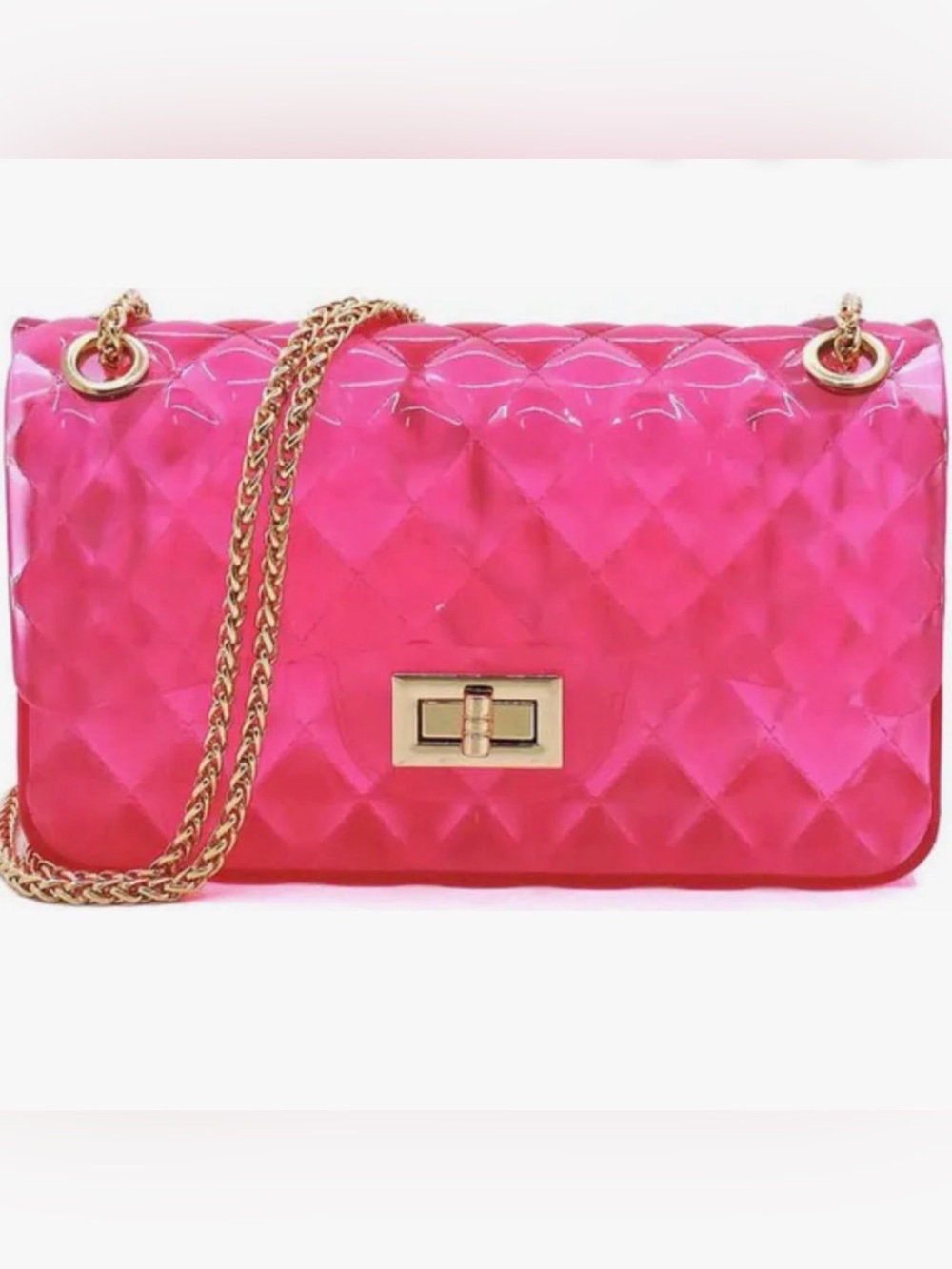Jelly Clutch handbag chain strap convertible crossbody Barbiecore Hot Pink